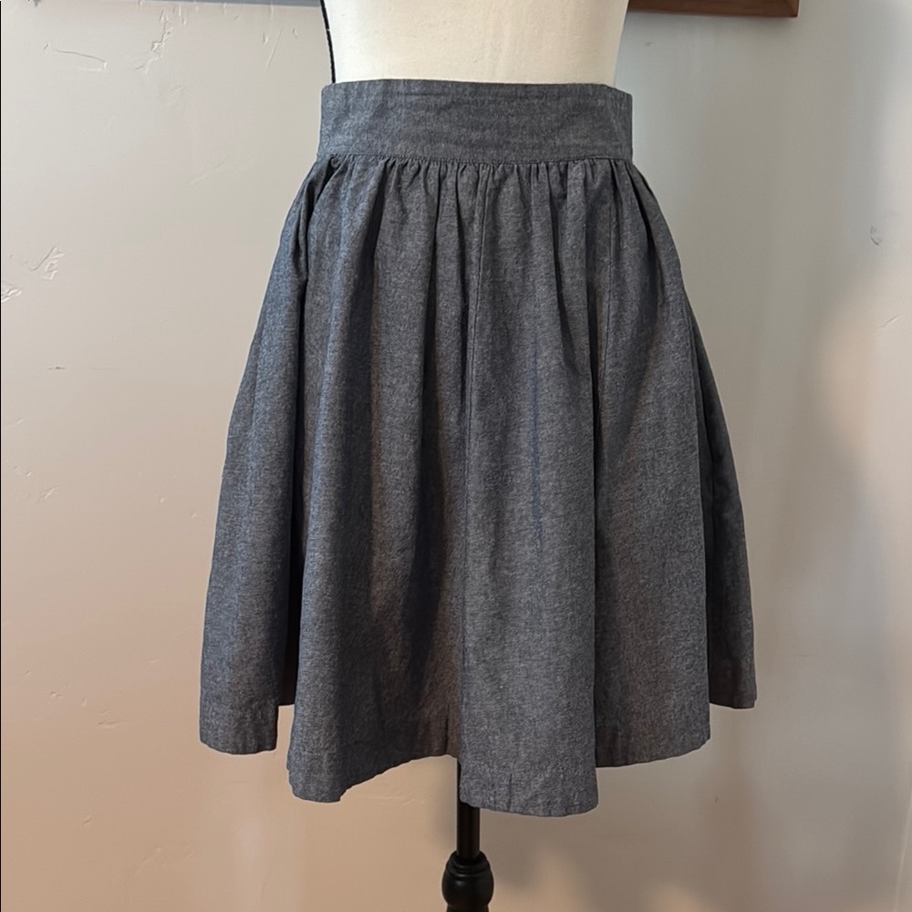 Chambray A-Line Skirt with Flowy Full Design